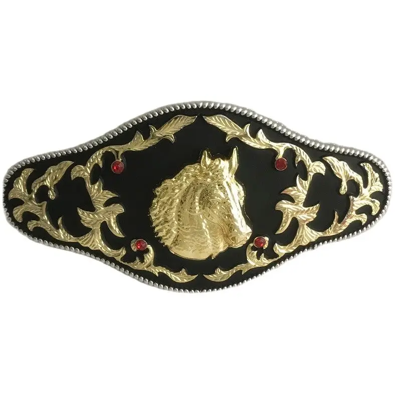 

Western Cowboy Belt Buckle High Quality 3D Lace Gold Horse Head Metal Buckles for Men Women Belt Accessories Fit 4cm Wide Belt