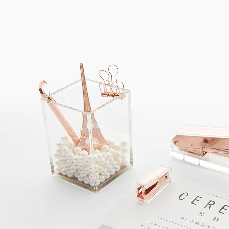 

Креативный подарок прозрачный золотой держатель ручки Diy акриловая стойка для хранения канцелярские принадлежности акриловая Кисть для ма...