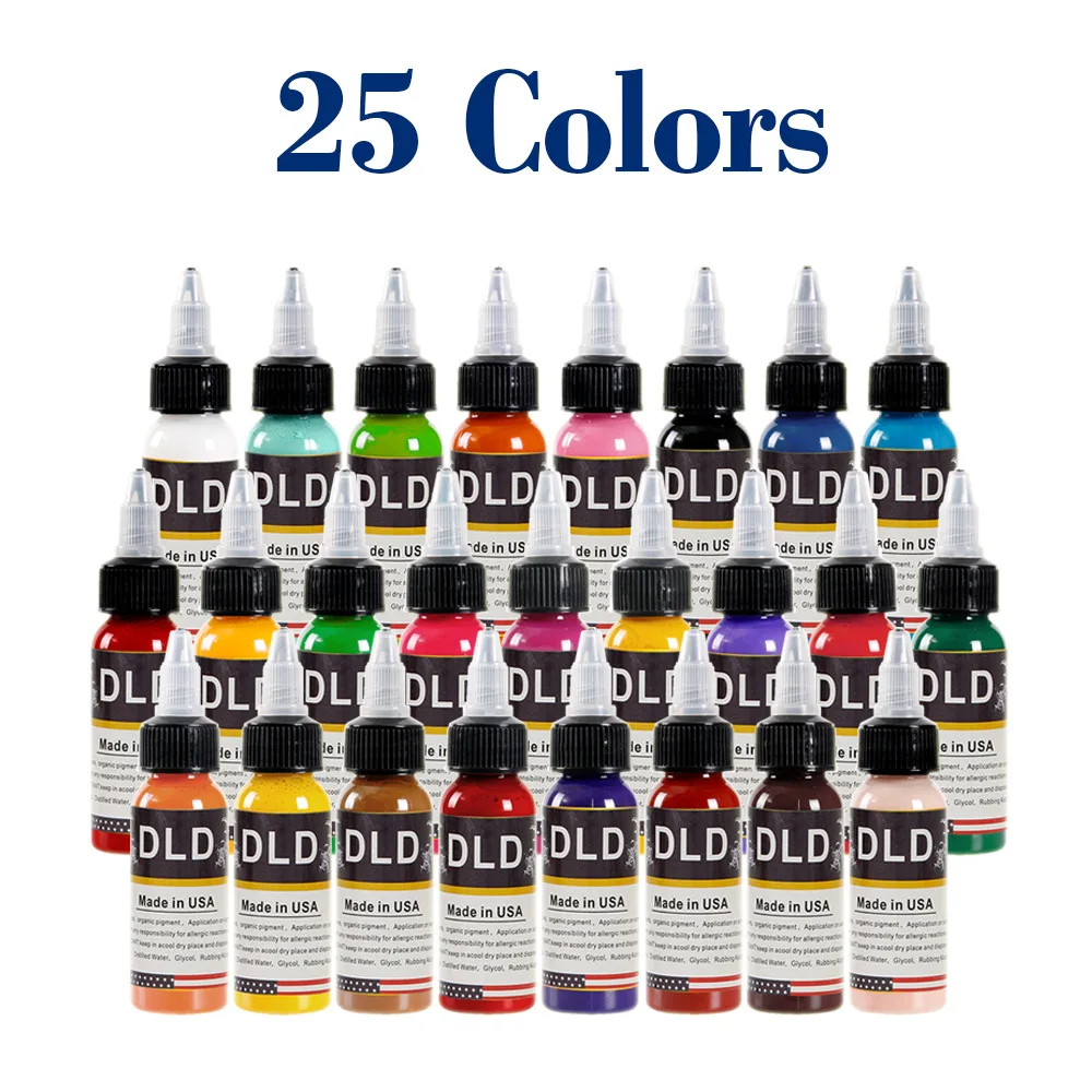 

DLD, набор чернил для татуажа, 25 Цвета 15 мл/бутылка Профессиональный Перманентный макияж, пигмент для мануального татуажа бодиарт макияж тату...