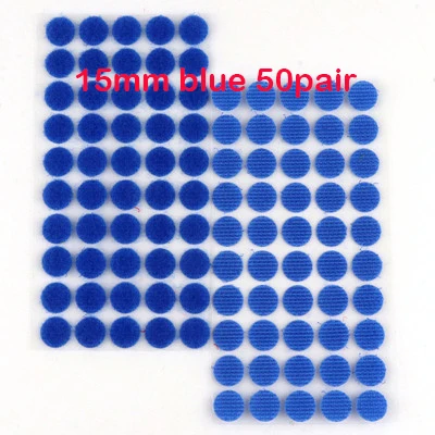 15mm blue Сильный само липучками клейкая лента 10/15/20/25/30 мм липучками горошек Стикеры на застежке-липучке; цвет белый, черный; Круглый нейлон грудь лента 50P - Цвет: 15mm blue