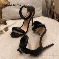 2021 women 10 5cm heels sandals metallic gold leather high heeled sandals zip fastening ankle strap peep toe sandalias de mujer