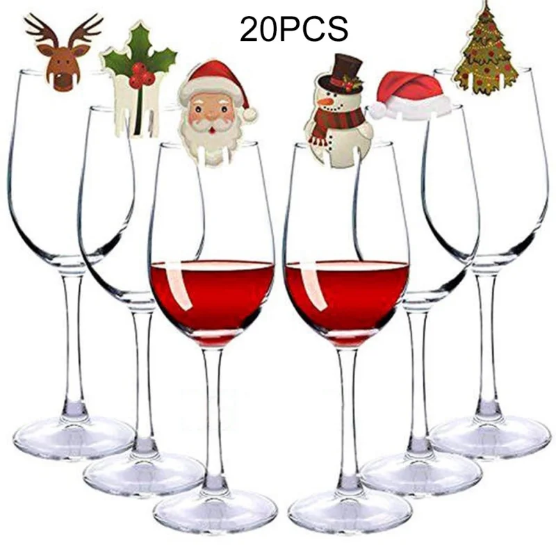 20 шт. Рождественский бокал для вина карты милый праздничные украшения вечерние