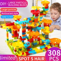 77 308pcs marble race run big block compatible city building blocks funnel slide blocks diy big bricks toys for children gio par