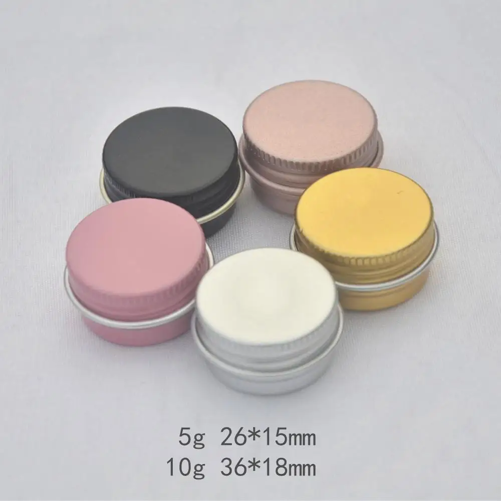 

5g 10g Cosmetic Aluminum Jars Black Gold Skin Care Cream Mask Candle Packaging Container Metal Nail Art Containers Tin Can 50pcs