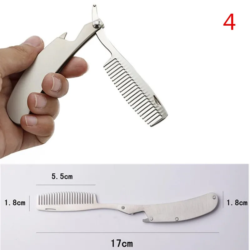 

For Men Stainless Steel Grooming Kit Trimming Shaving Comb Set Mustache Scissors Shaping Safety Razor Beard Care Stencil Tool