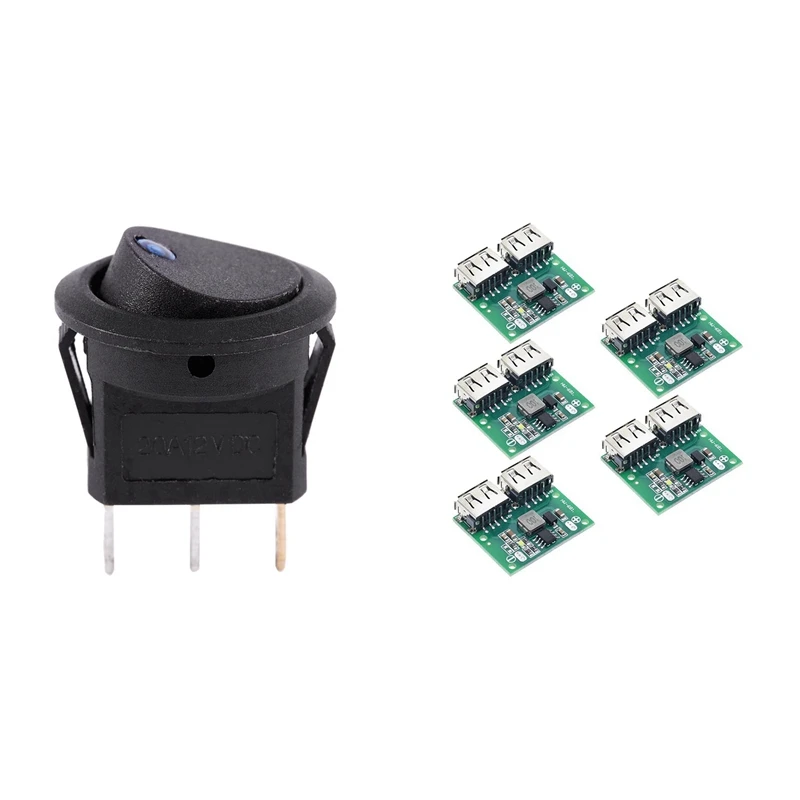 

1x12 в светодиодный инвертор, качающийся клавишный переключатель и 5X USB DC-DC регулятор напряжения, зарядный понижающий модуль питания зарядног...