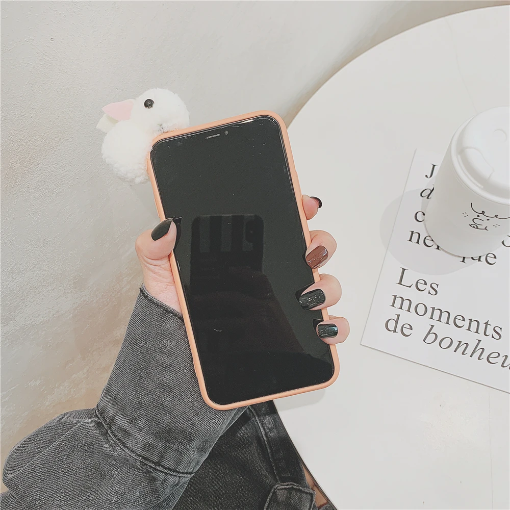 Роскошный зимний теплый 3D милый плюшевый чехол для телефона с кроликом Iphone 11 Pro Max