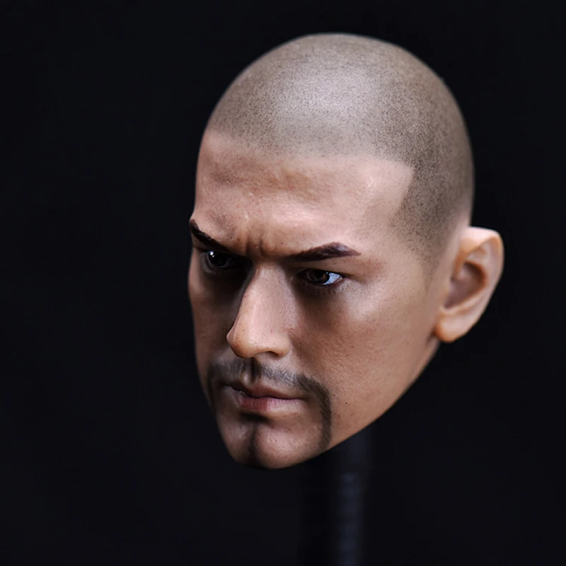 

1/6 scale figures Accessories Male Head Sculpture Carving Asian star Jinchengwu Bald Beard Version for 12''Hottoys Action Figure