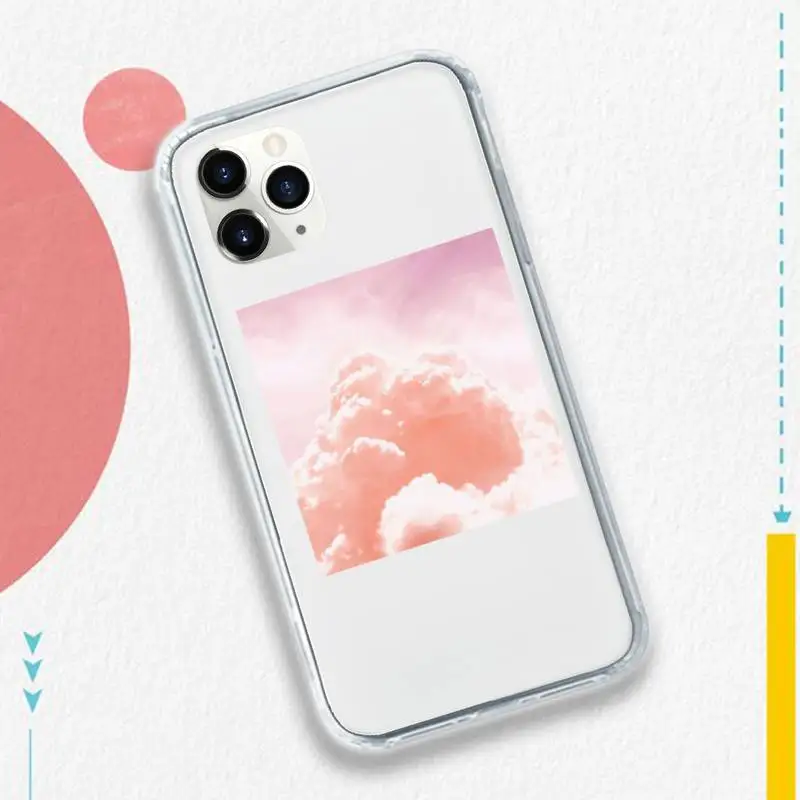 

Sweet sky pink Cloud art printing Phone Case Transparent soft For iphone 5 5s 5c se 6 6s 7 8 11 12 plus mini x xs xr pro max