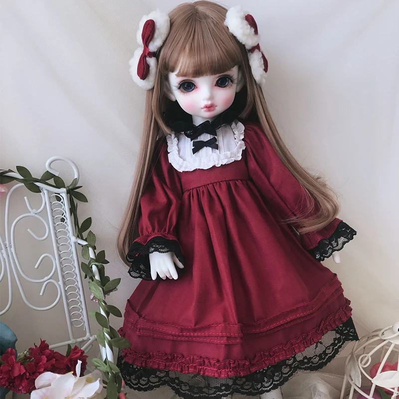 Одежда для куклы BJD красное платье костюм для 1/6 YOSD 1/4 BJD MSD Blyth аксессуары для куклы BJD платье+ украшение для волос+ носки
