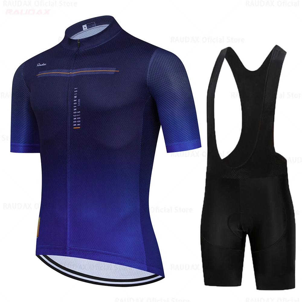 

2021 Raudax Cycling Jersey Set Summer MTB Bike Uniform Men Cycling Clothing Quick Dry Bicycle Wear Clothes Mens Ropa De Ciclismo