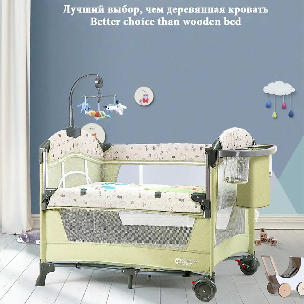Crib splicing large bed removable bb multi-function portable folding newborn baby bedside cradle | Мать и ребенок