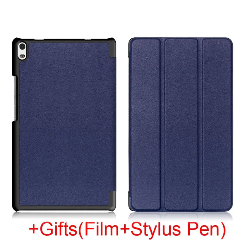 Dark Blue Slim Magnetic Folding Case Cover for Lenovo Tab4 tab 4 8 plus tb-8704X TB-8704F/N Tablet Protective Cover+Film+Stylus Pen - Цвет: Dark Blue