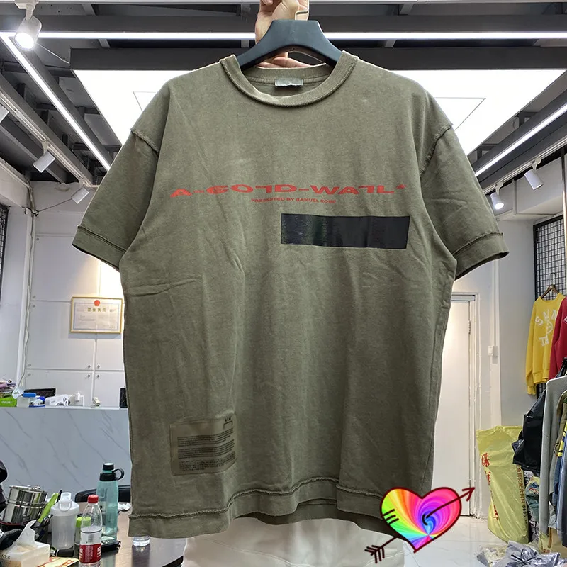 

2022ss Khaki A Cold Wall Tee Men Women High Quality Red Logo Print A Cold Wall* T-shirt ACW Tops Glue Label Patch Short Sleeve