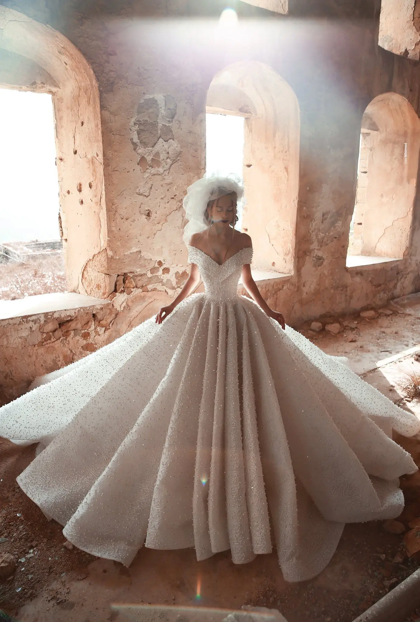 Dubai Luxury Pearls Wedding Dresses 2020 Gorgeous Beaded Puffy Ball Gowns Vintage Bridal Dress Vestidos De Novia