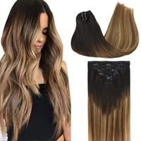synthetic long straight clip in hair extensions 22 women fake false hair pieces ombre black brown blonde styling hair 7pcs