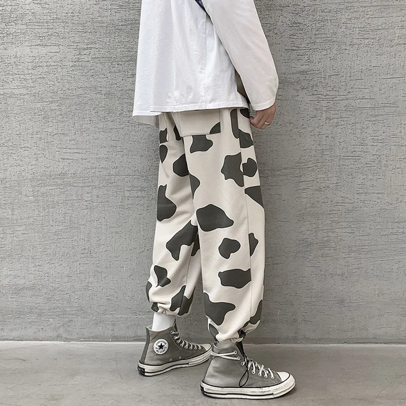 HWLZLTZHT свободные прямые брюки для женщин с принтом коровы Пот Брюки карманами