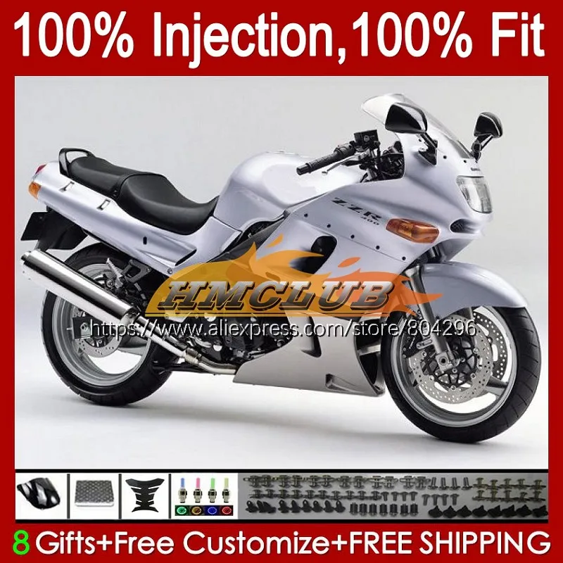 

Инъекция для KAWASAKI ZZR400 ZZR 400 93 95 96 97 98 99 55No.9 ZZR-400 2001 2002 2003 глянцевый Серебряный 2004 2005 2006 2007 обтекатель