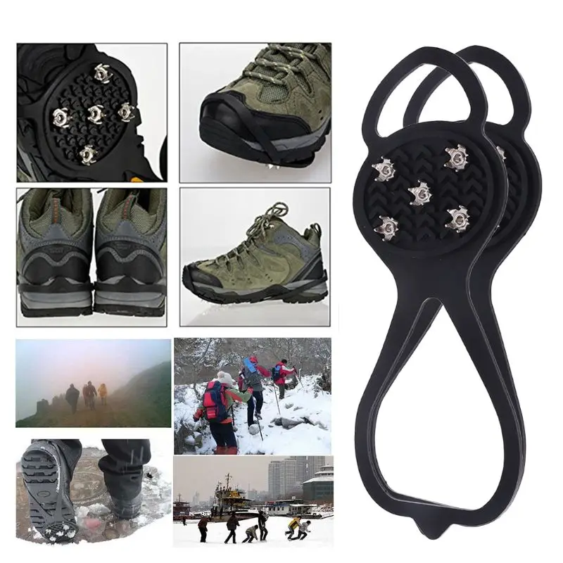 

2021 New 1Pair Ice Snow Studs Non-Slip Spikes Shoes Boots Grippers Crampon Walk Cleats