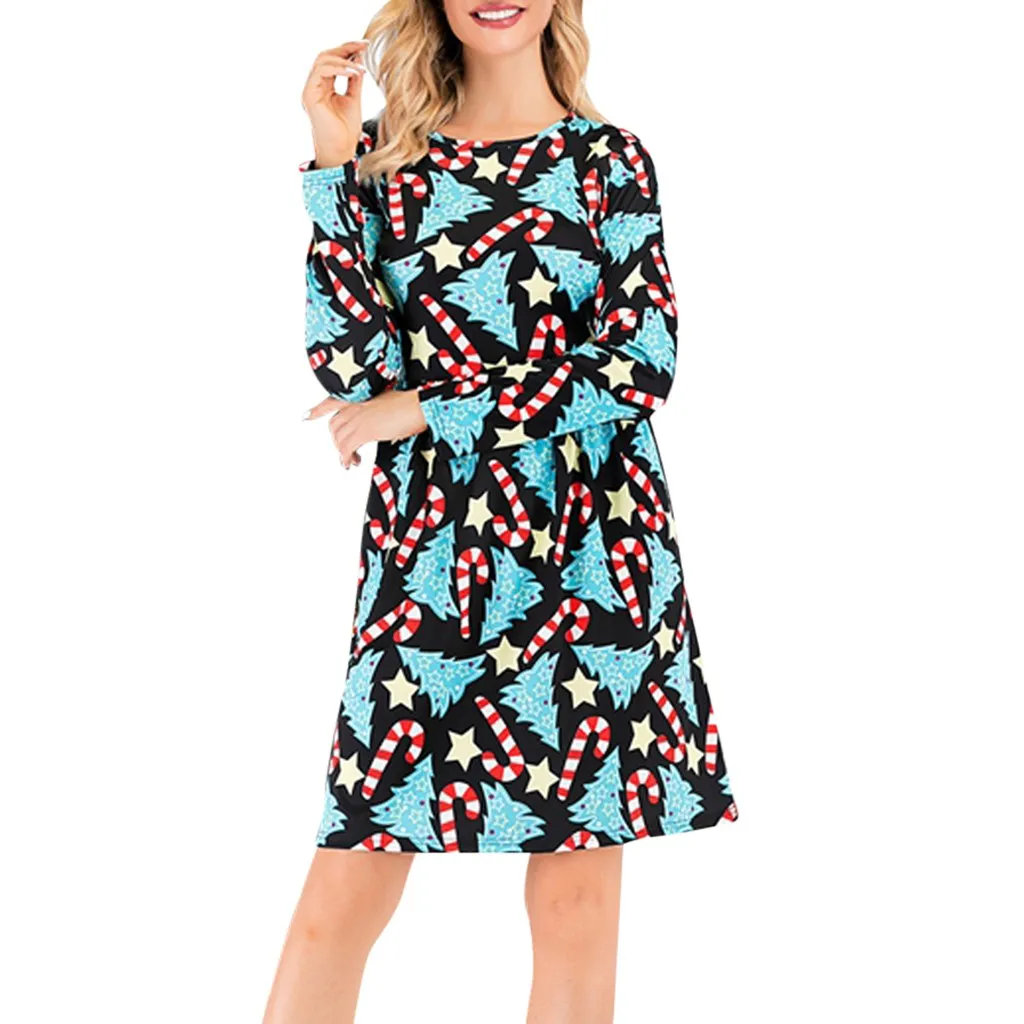 Винтажное платье женское повседневное свободное с длинным рукавом