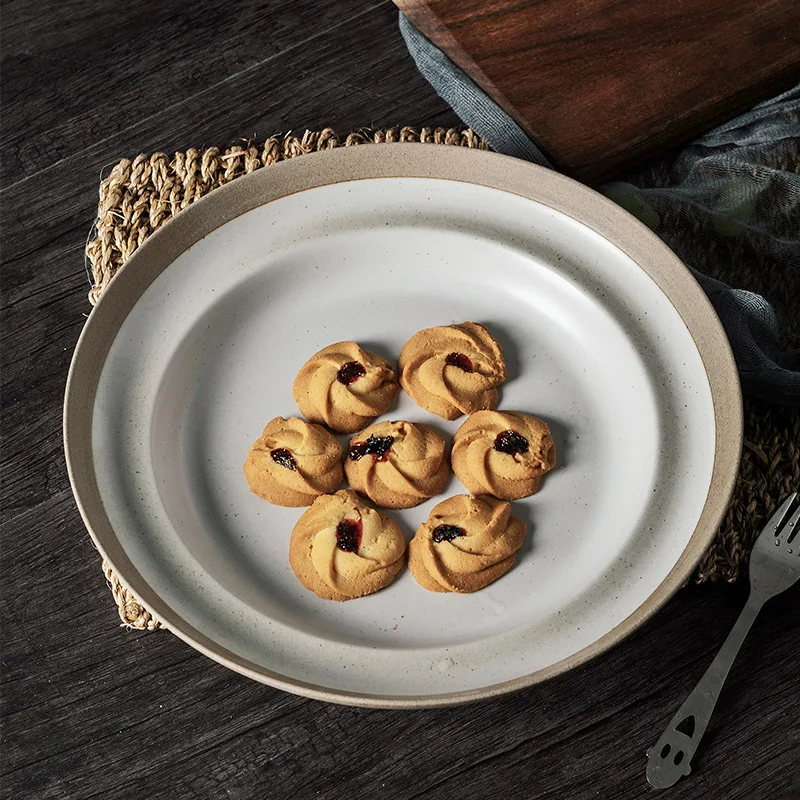 Ceramic Plate Cutlery Set Serving Dish Dinner Tray Steak Rough Pottery Handmade Creative Home Fruit 1pcs | Дом и сад