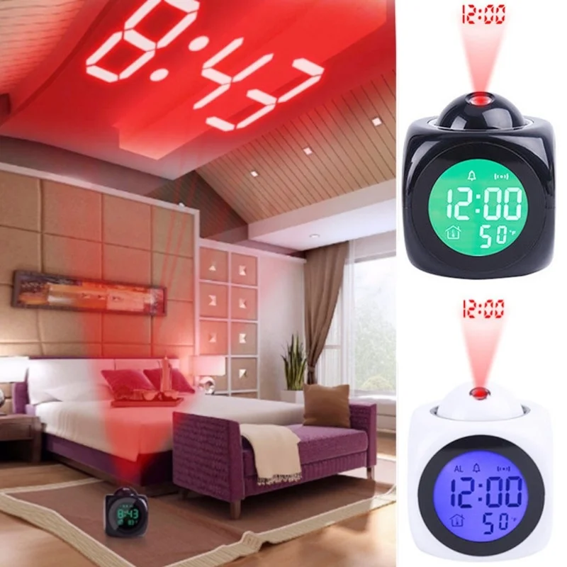 Светодиодный проекционный дисплей цифровой будильник голосовая подсказка