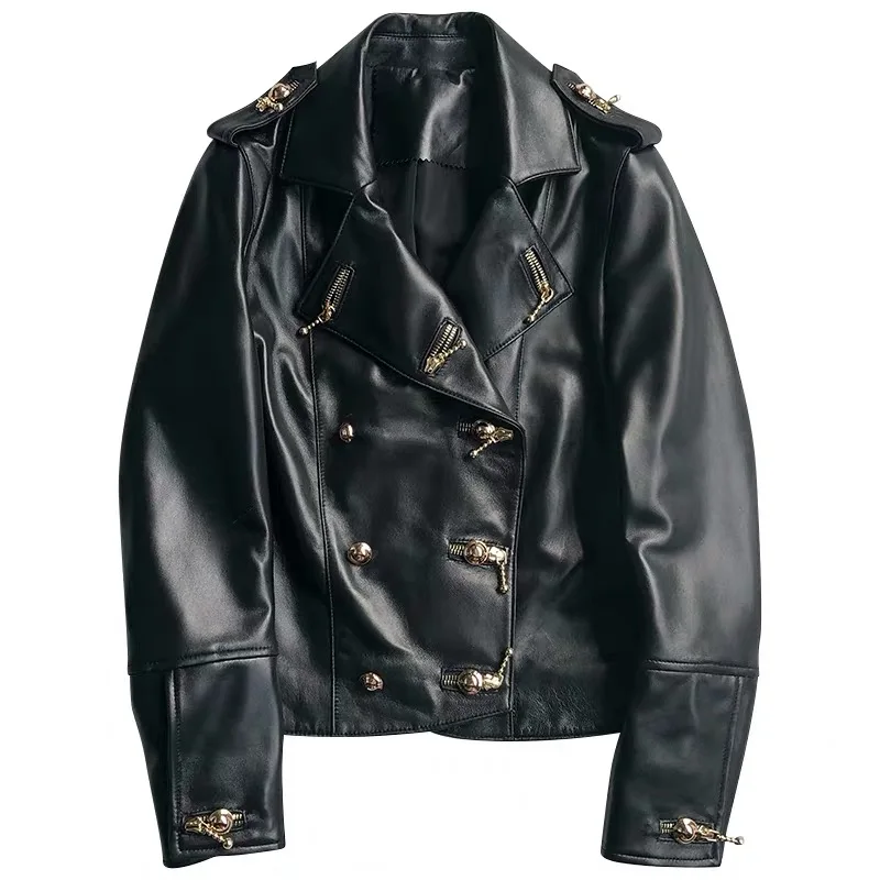 

Real leather jacket women 2020 winter jacket women plus size genuine sheepskin coat gothic double-breasted high quality overcoat