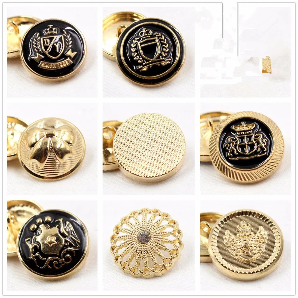10 pcs,gold color metal button,World famous classic brand buttons, garment accessories DIY materials,Black point oil button