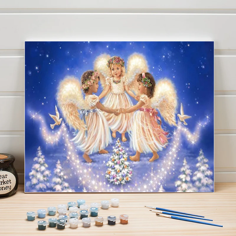 Краска масляная краска по номерам на холсте Ангел Сделай Сам акриловая ручная ed