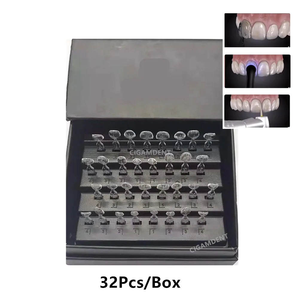 

1 коробка, стоматологические фарфоровые виниры для зубов, набор клейких плит, композитная отбеливающая Смола светильник отверждаемые склеи...
