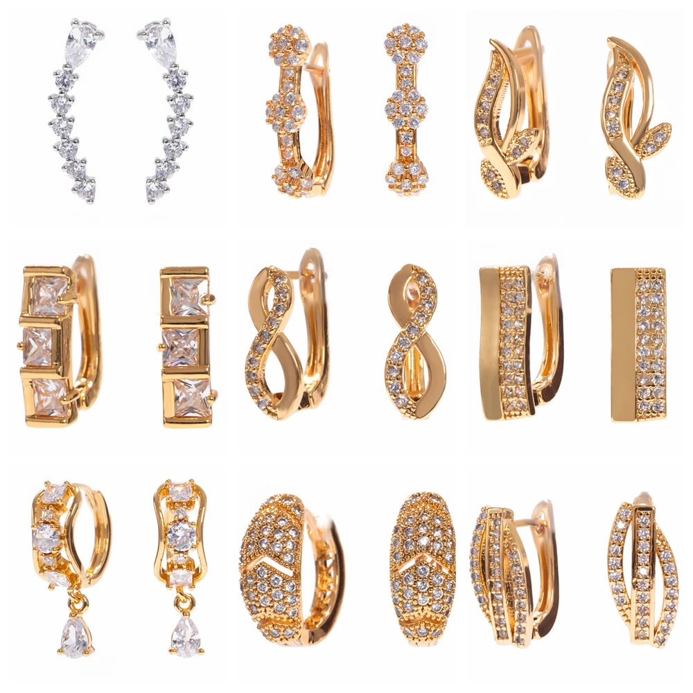 Gold /Silver Color Hoop Earrings White Crystal Rhinestone Earring Hoops for Women Vintage Fashion Jewelry Circle Earings Gifts | Украшения