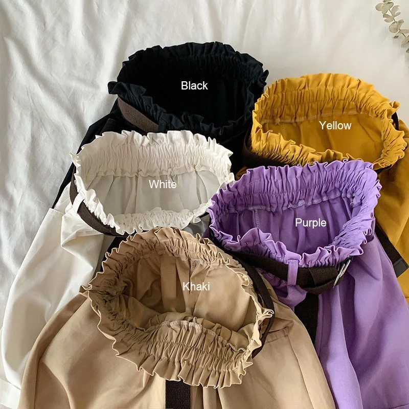 

2021 Summer Elegant High Waist Shorts Women Casual Solid Wide Leg Loose Cotton Short Pants With Belt Korean Sweet Girls