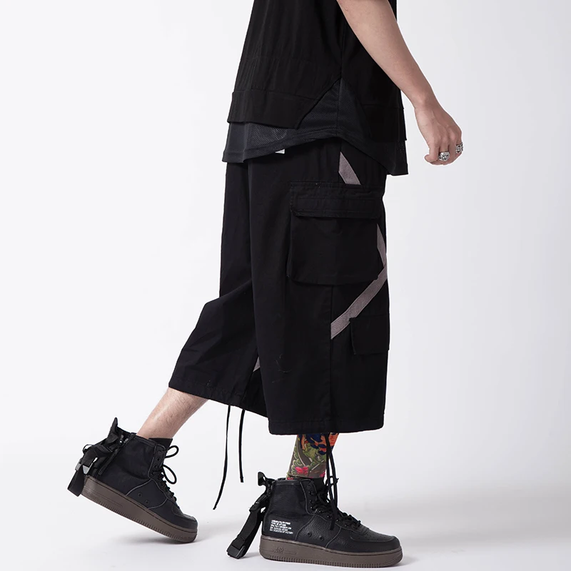 свободные-повязка на голень-длина брюки-карго Для мужчин лето Хип-Хоп Уличная