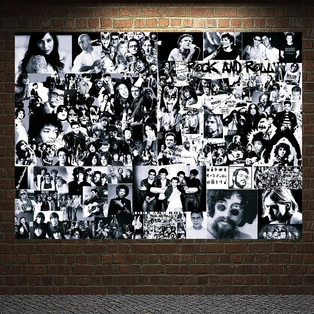 

Classic Rock 'n' Roll Popular Music Band Posters High Quality Four Holes Flag & Banner Office Music Studio Room Wall Decoration
