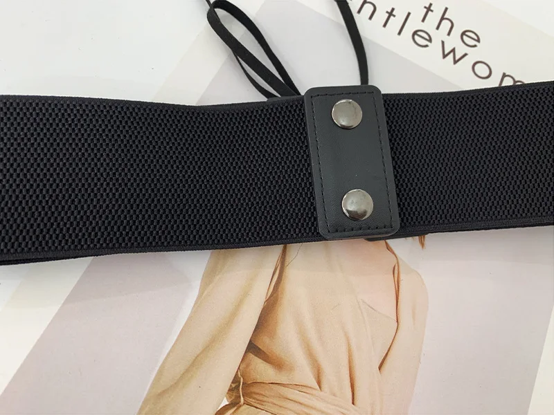 Черный эластичный широкий кружевной женский пояс с кисточками сексуальный