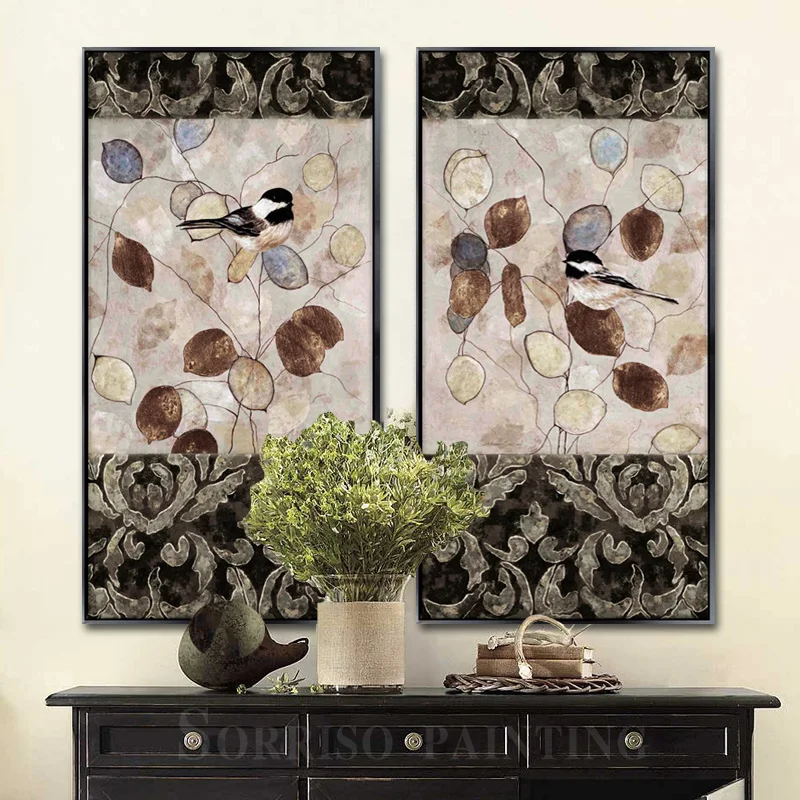 Европейская классическая черная птица холст картина для прихожей стены коридор