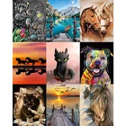 Алмазная вышивка 5D сделай сам, мультяшная Вышивка крестиком, с изображением животных, пейзажа, круглые украшения для творчества, рождественские подарки