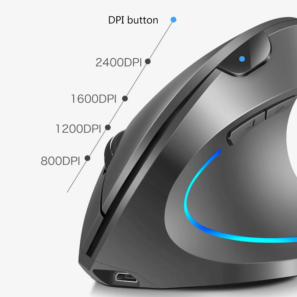 Мышь Компьютерная Вертикальная Беспроводная с RGB светильник кой эргономичная