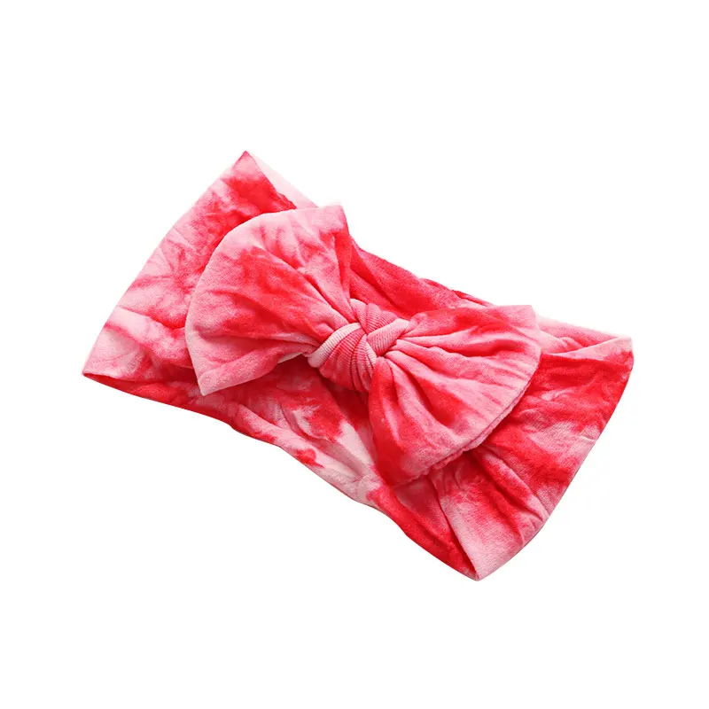 Модная детская лента для волос краска яркие нейлоновые повязки с узлом и бантом