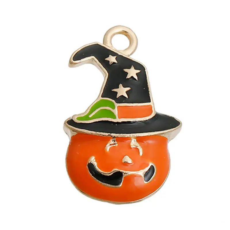 3 шт Хэллоуин амулеты крутая Тыква оранжевый и черный шляпа аксессуары из эмали