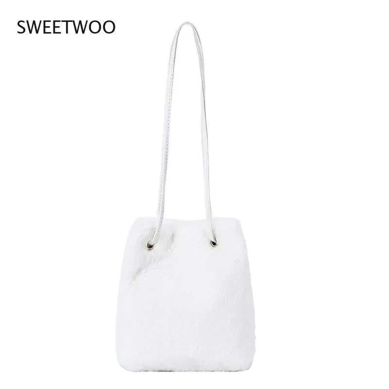 

Handbag Women's Bag Rabbit Hair Shoulder Crossbody Bag Bucket Messenger Underarm Bag Large Capacity Simple Color Matching