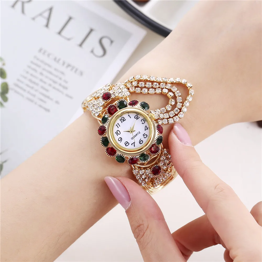 

Khorasan Alloy Fashion Ladies Watch Creative Fringe Quartz Bracelet Watch Diamond-studded Wristwatches Gift Relogio Feminino