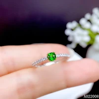 kjjeaxcmy fine jewelry 925 sterling silver inlaid natural diopside ring new noble female ring support test hot selling