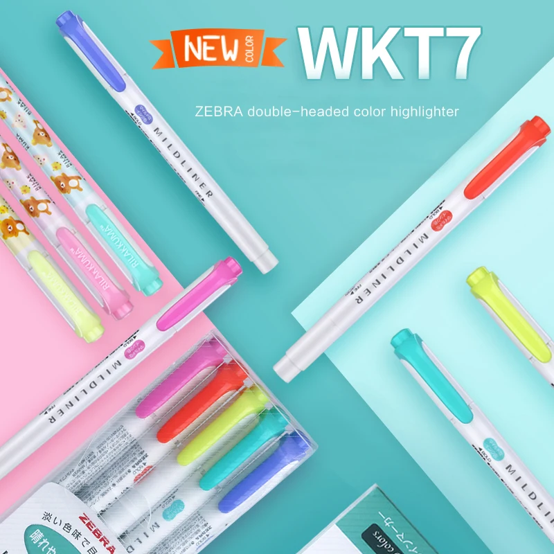 1PC Japanese stationery zebra Mild liner double headed fluorescent pen hook pen highlighter pen color Mark pen kawaii