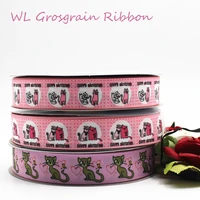 wl 10 yards cute cat printed grosgrain ribbon diy hair accessories bow birthday party gift wrapping animal collar