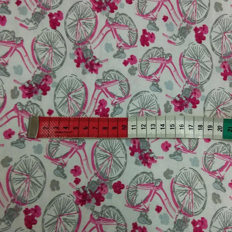 Королевский Серый Розовый с принтом в виде велосипеда хлопковая ткань 50x105 см