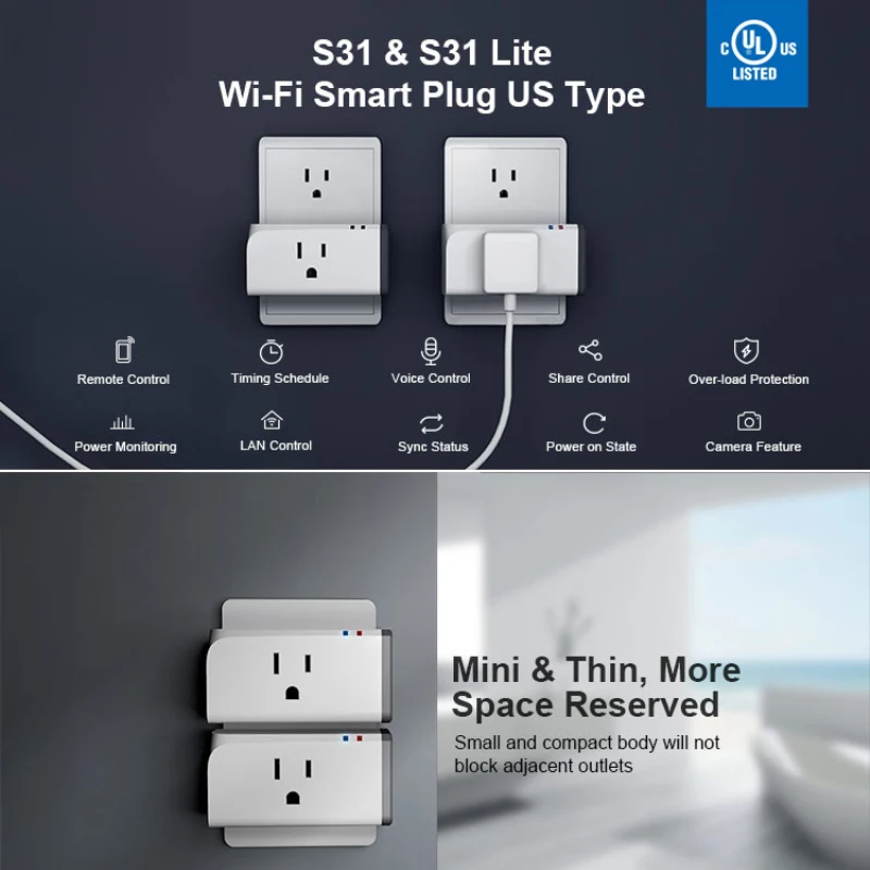 Sonoff S31 US 16A Wi-Fi умный переключатель розетка приложение таймер монитор питания домашняя Автоматизация работа с eWelink Alexa Amazon Google Home