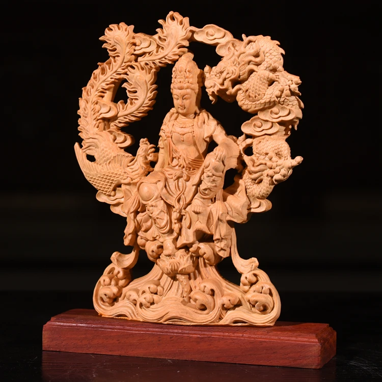 2020 20 см изображениями драконов и феникса Богини милости статуя Гуаньинь Будды