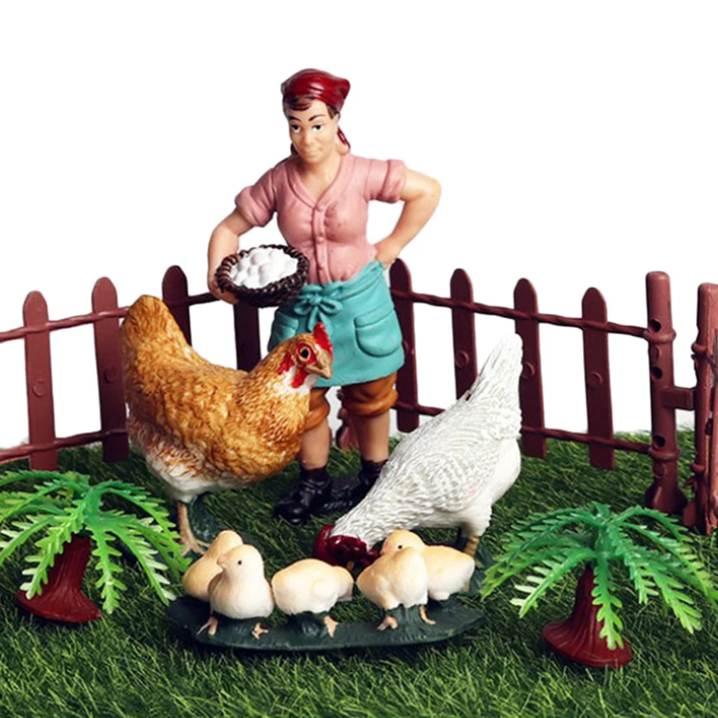 

Chickens Breeder Animal Model Miniature Farm Micro Landscape Mini Decor
