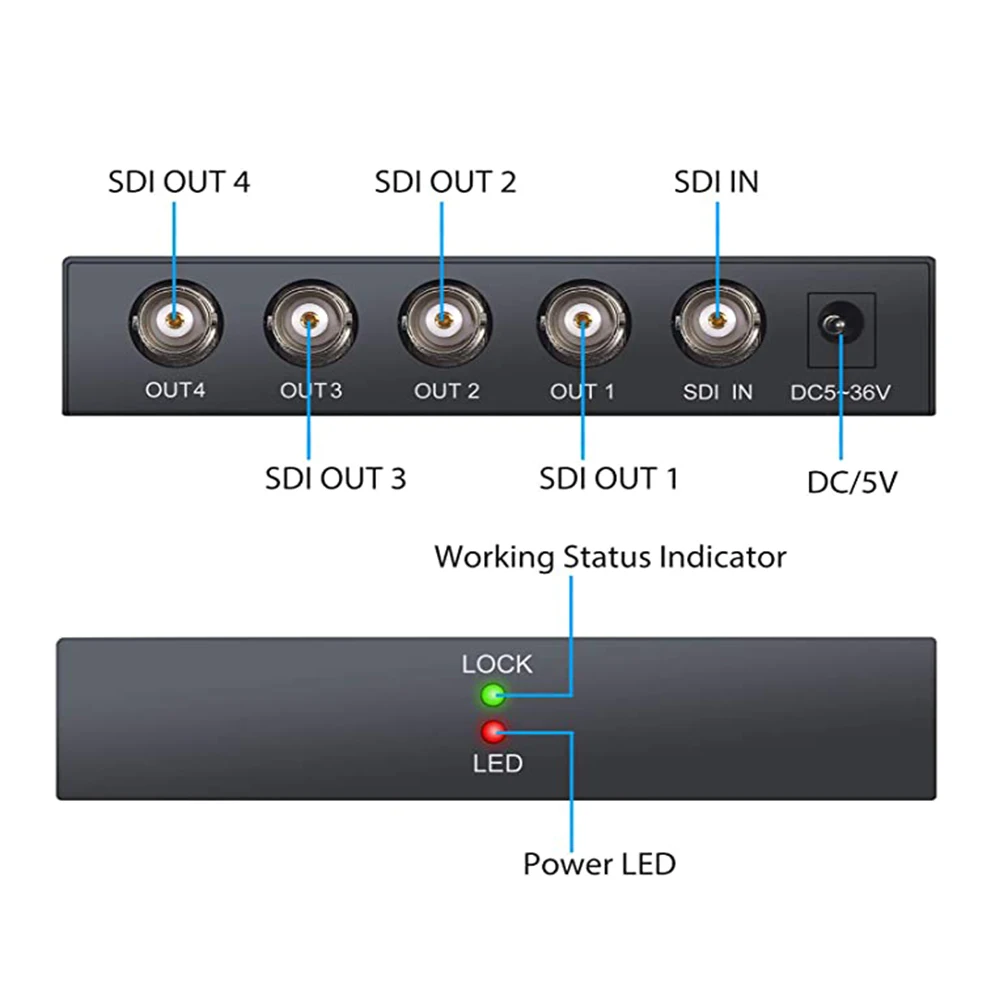 SDI Split ter 1x4 3G-SDI HD-SDI SD-SD 1 в 4 Out мультимедийный разделитель Extender Adapter Support 1080P TV Video для